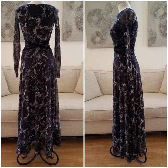 Fuzzi Floral Lace Wrap Waist Maxi Dress sz Small - Picture 4 of 8